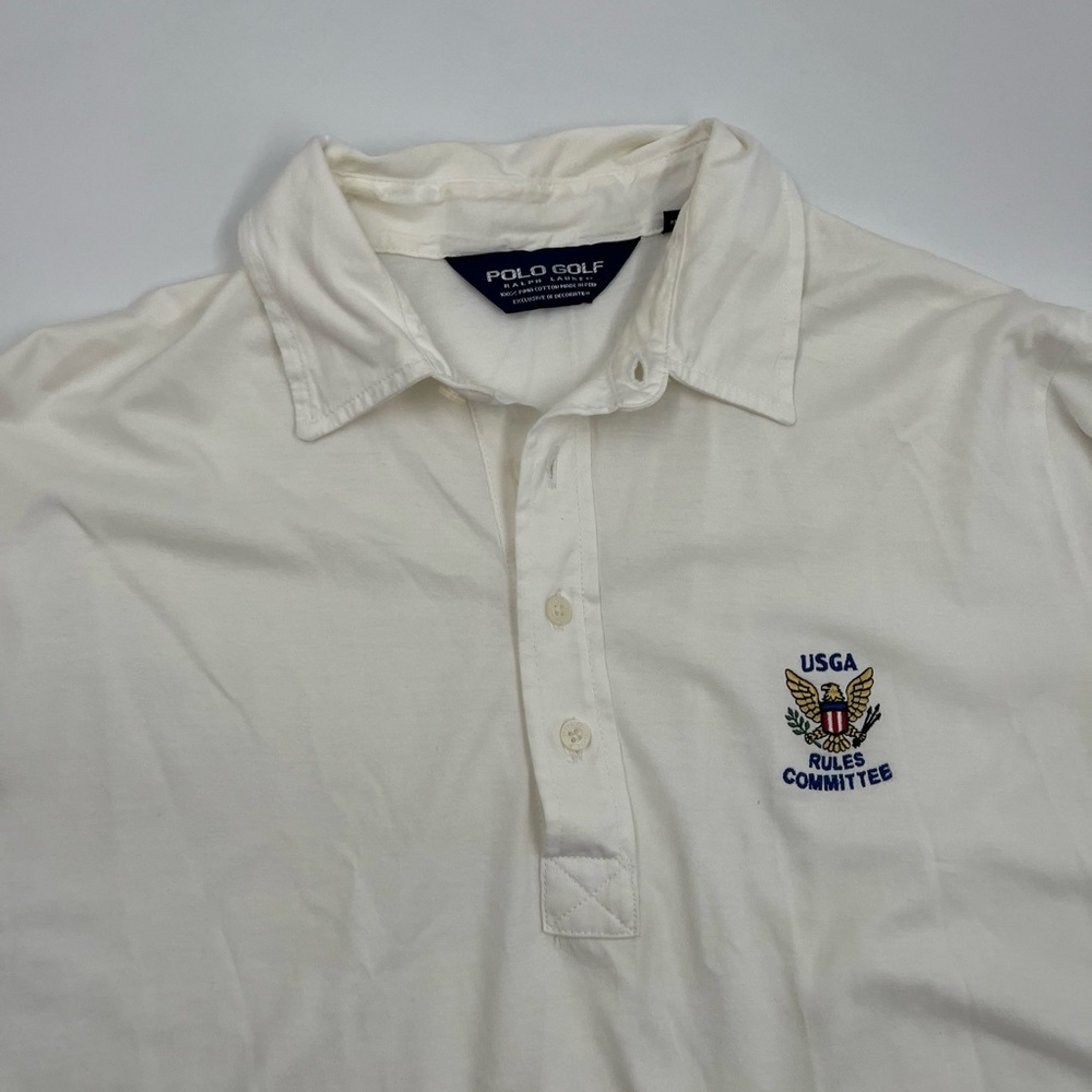 Polo Golf Ralph Lauren Men's M White Logo Short Sleeve Polo